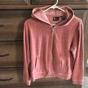 NY JEANS Pink Velour Zip-Up Hoodie